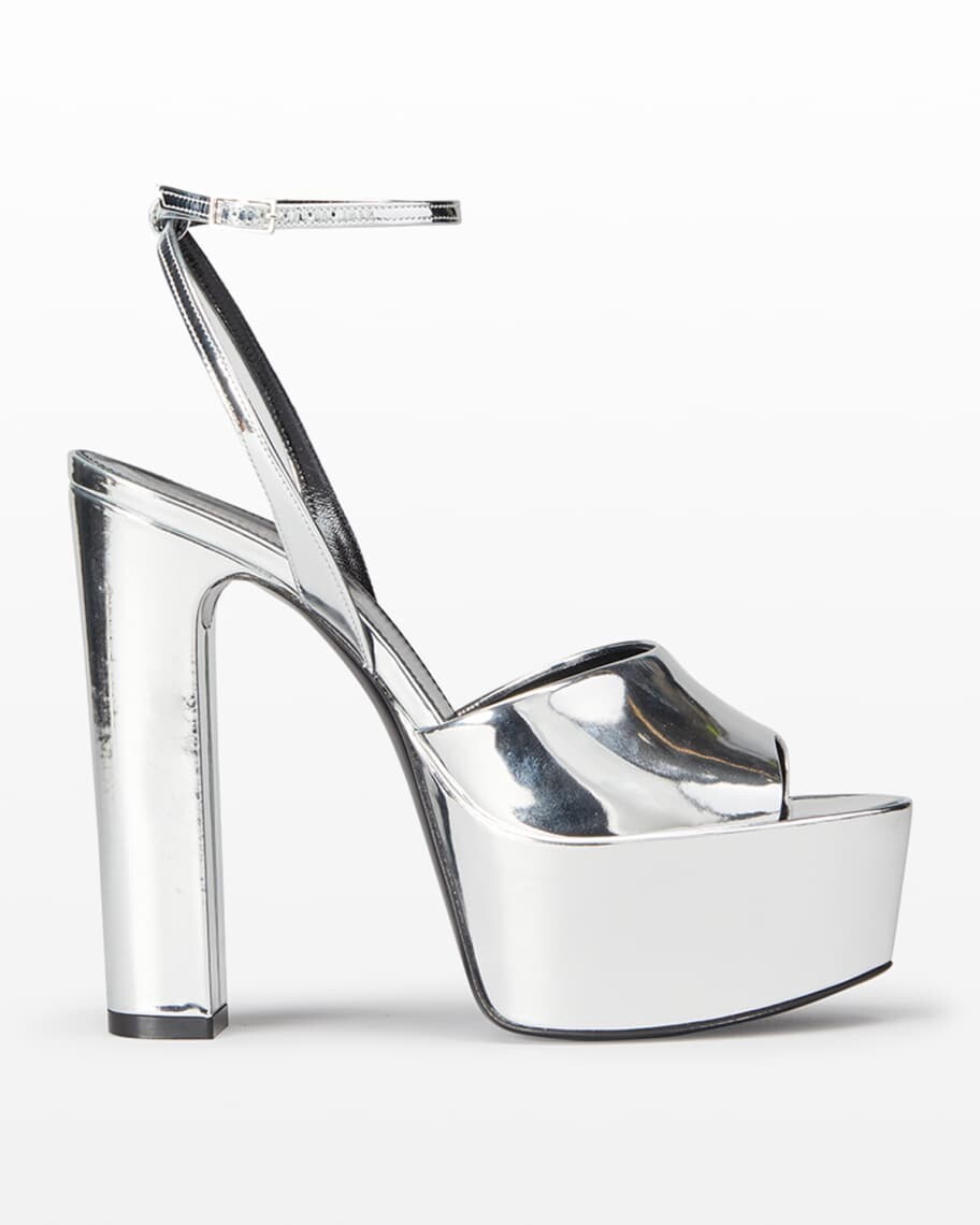 

Сандалии Jodie на платформе с эффектом металлик Saint Laurent