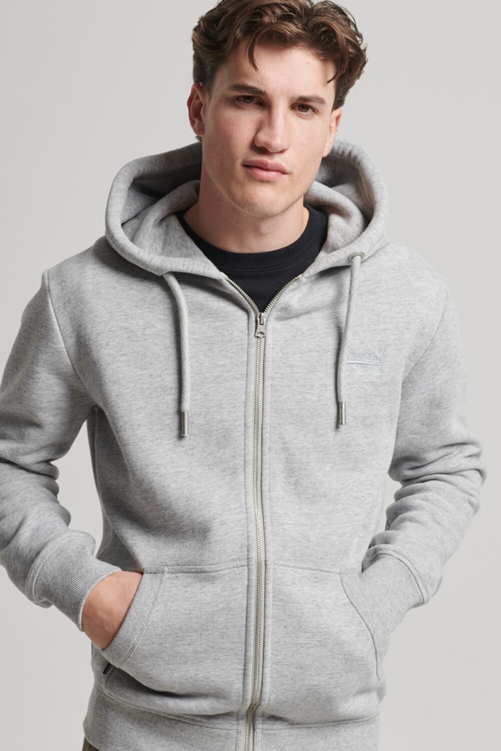 

Толстовка на молнии и вышитым логотипом Vintage Superdry, серый