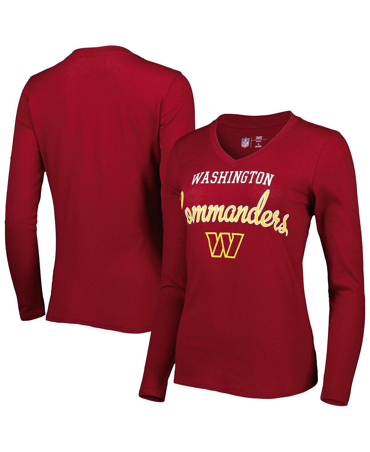 цена Женская бордовая футболка Washington Commanders Post Season с длинным рукавом и v-образным вырезом G-III 4Her by Carl Banks