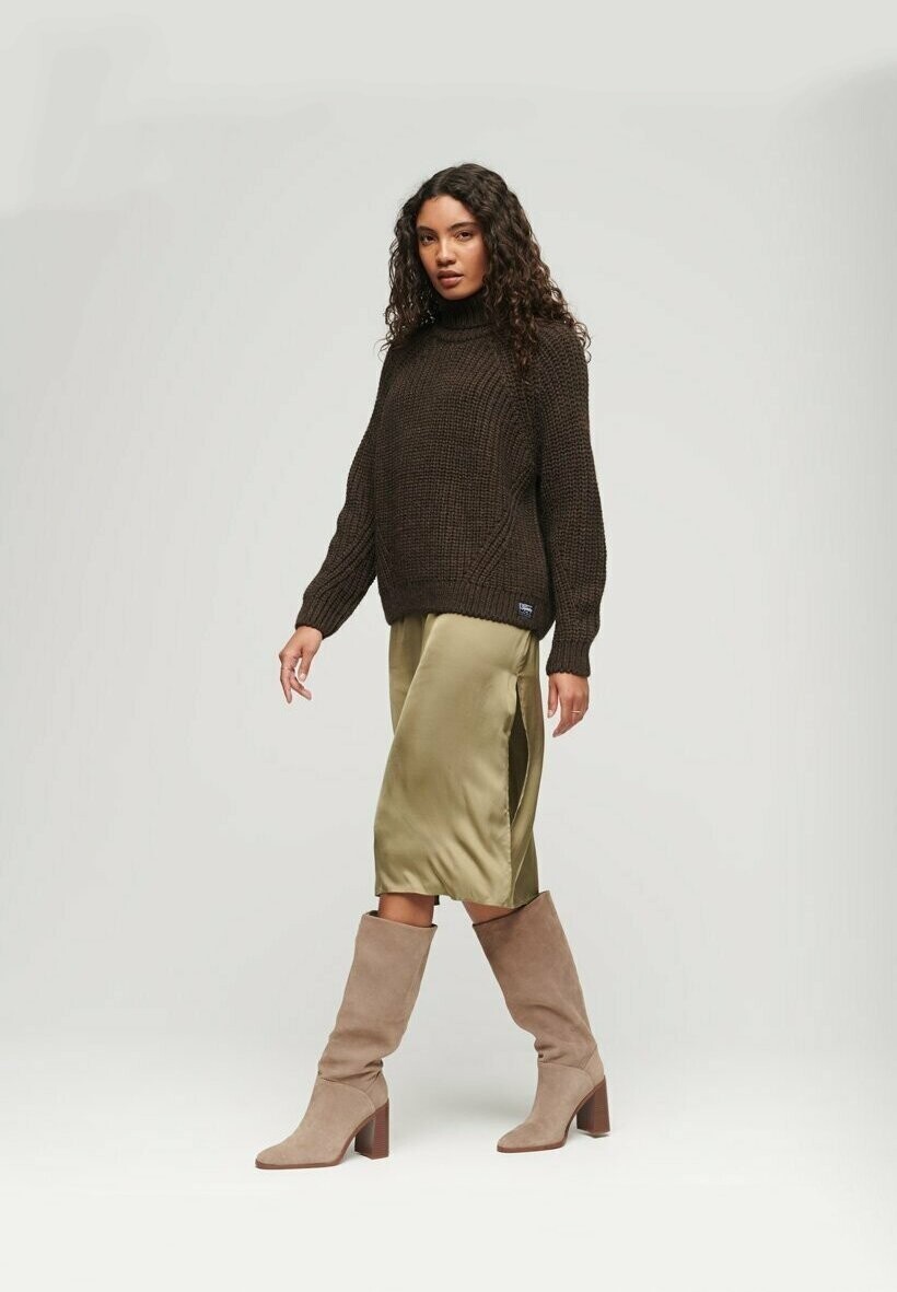 

Трикотаж Stitch Superdry SLOUCHY STITCH ROLL NECK, кокосовый меланж