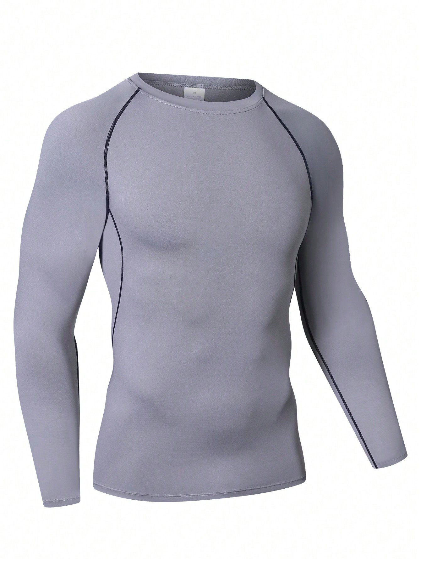 Мужская эластичная компрессионная рубашка для фитнеса с длинными рукавами, серый