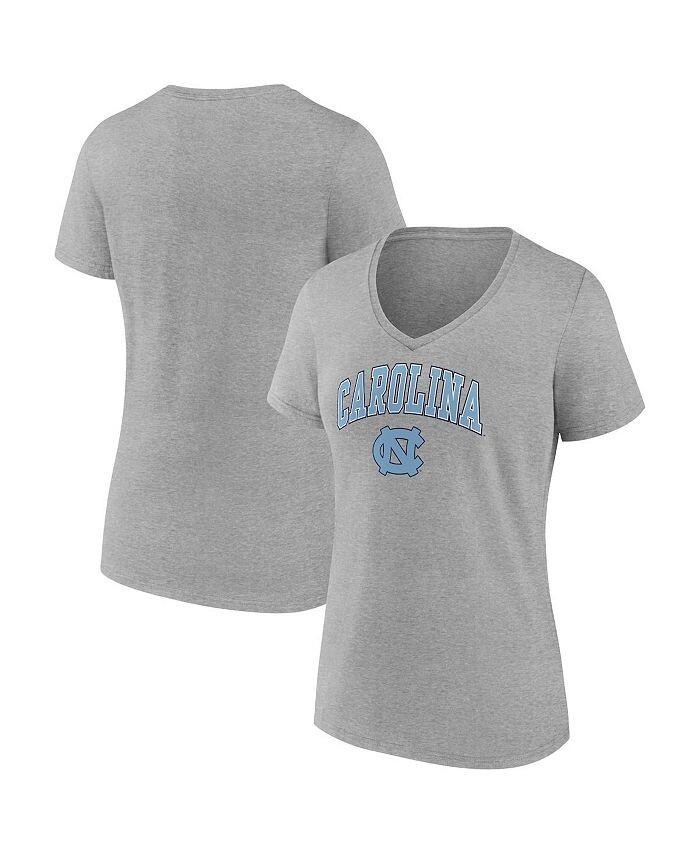 

Женская футболка с v-образным вырезом Evergreen Campus с логотипом Heather Grey North Carolina Tar Heels Fanatics, серый