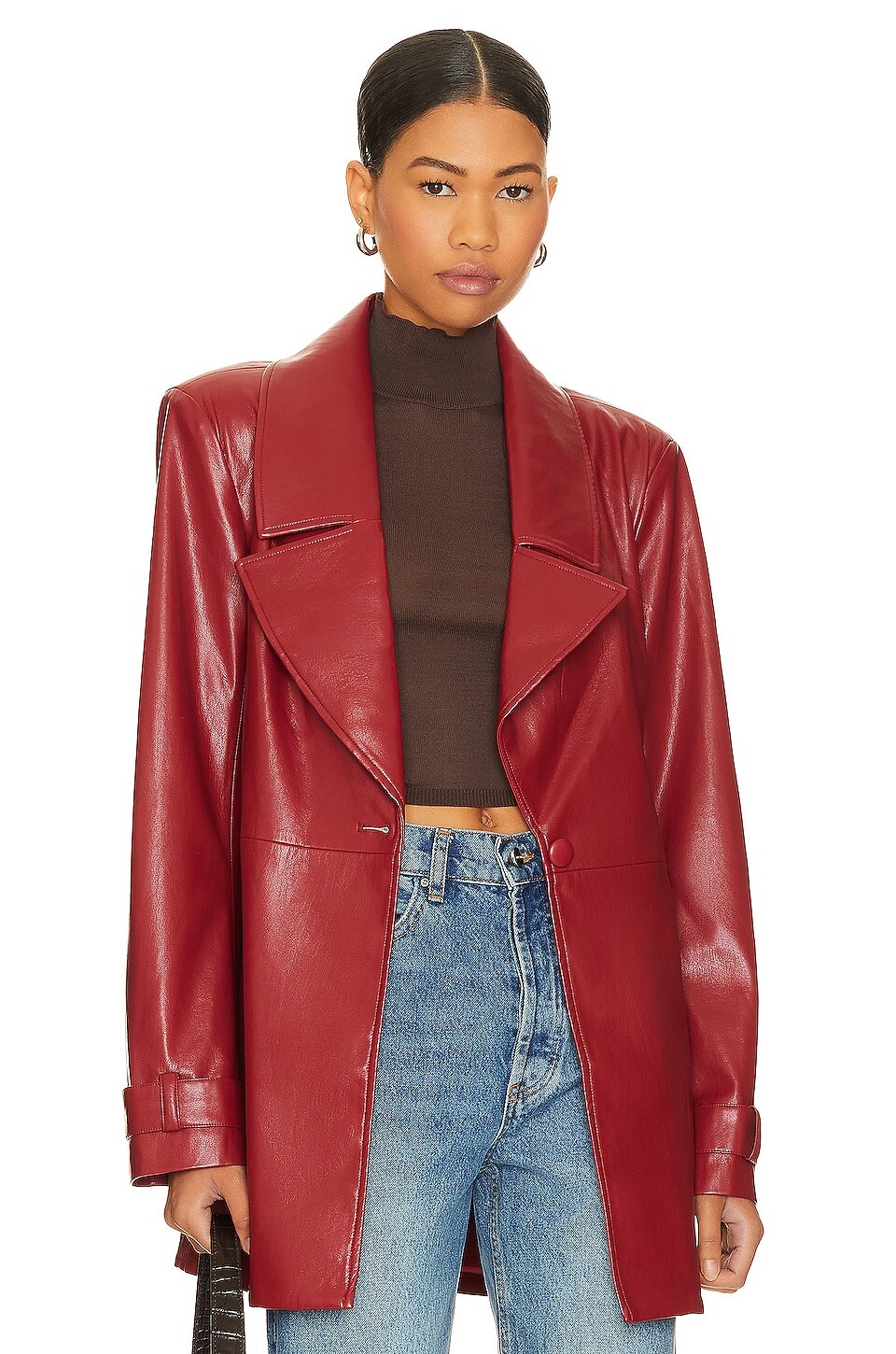 

Блейзер House of Harlow 1960 x REVOLVE Bordeaux Faux Leather, красный