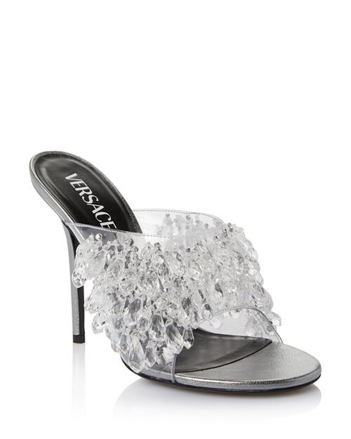 

Женские сандалии-мюли, украшенные бусинами Versace, цвет Silver