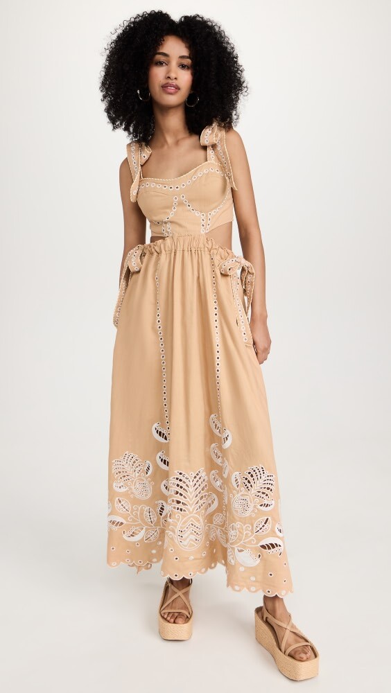 

Платье миди FARM Rio Sand Richilieu Sleeveless
