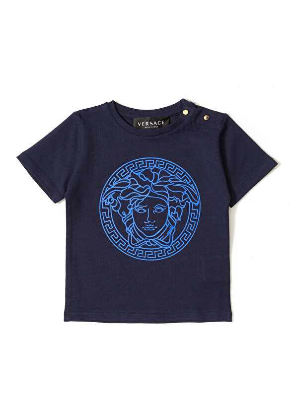

Темно-синяя детская футболка унисекс с принтом medusa Versace