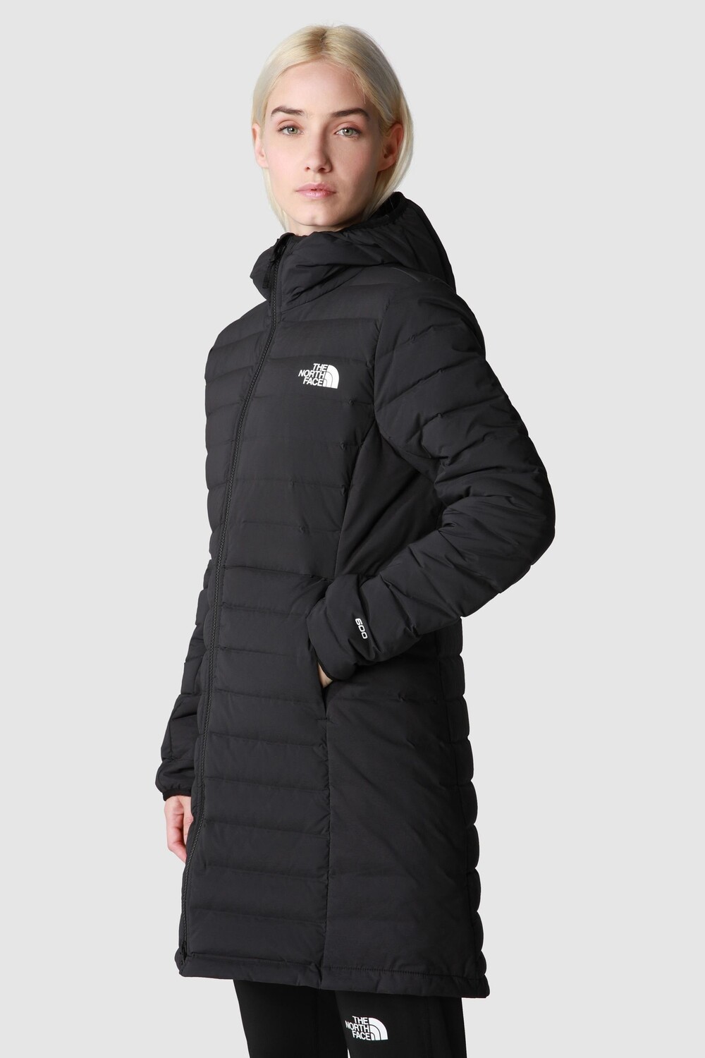 

Черный утепленный пуховик стрейч The North Face, черный
