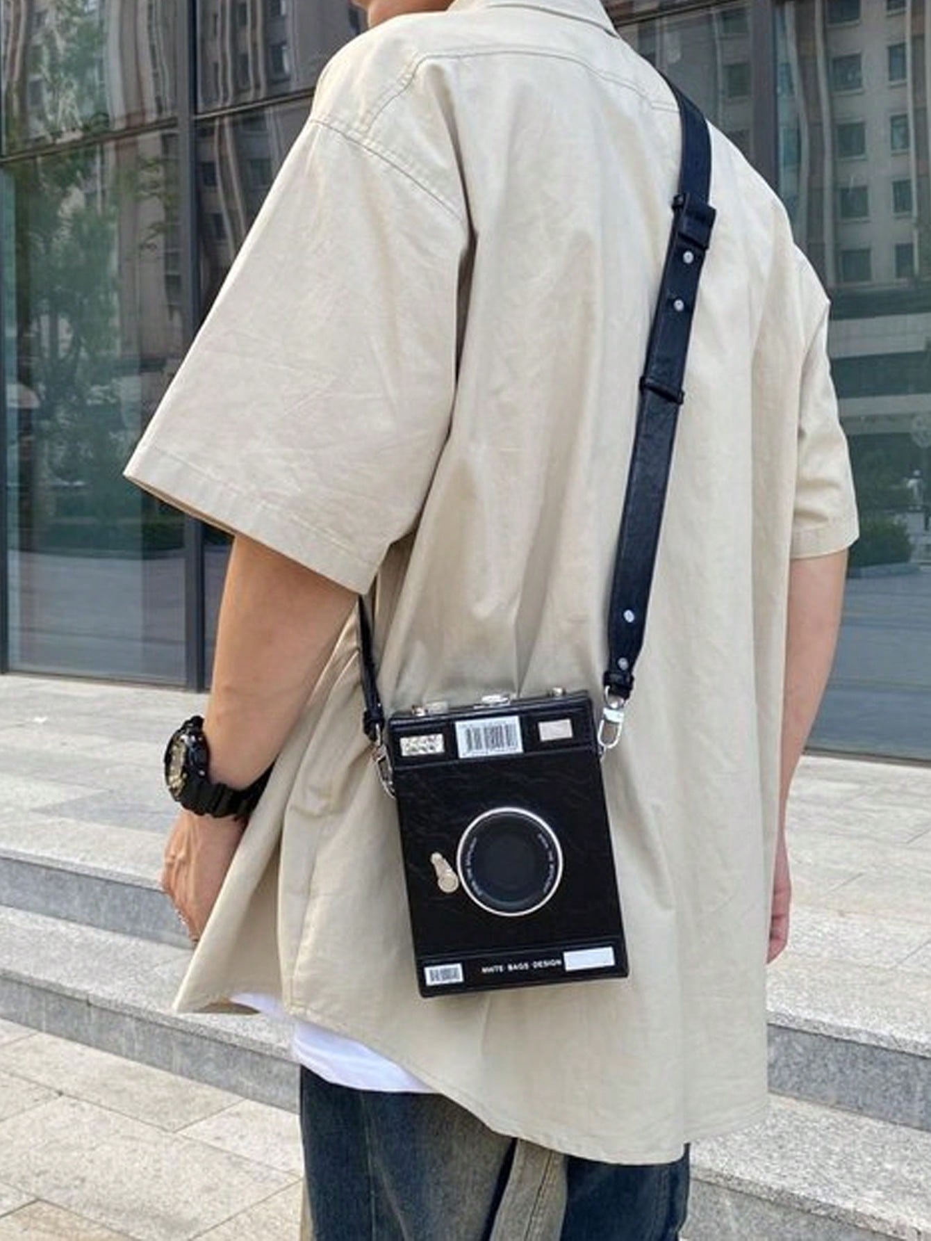 2024 Новая модная универсальная мужская повседневная трендовая сумка на плечо из искусственной кожи, черный