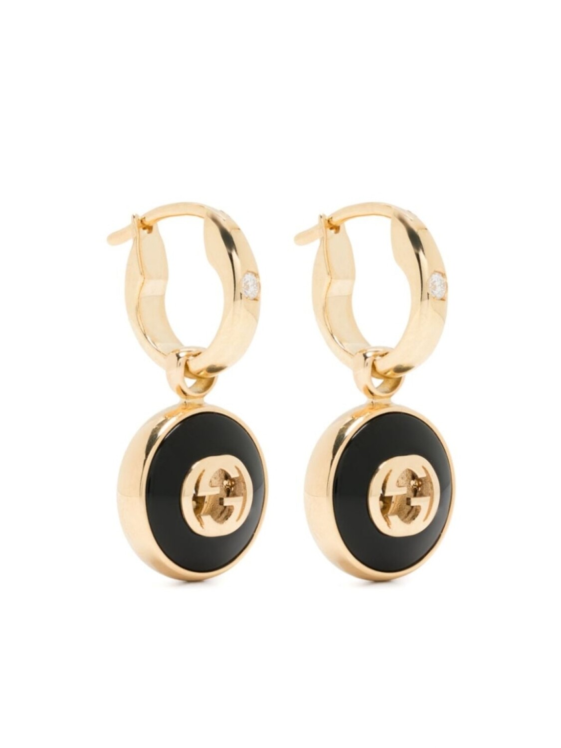 

Серьги Interlocking G из желтого золота с бриллиантами и ониксами Gucci, золотой