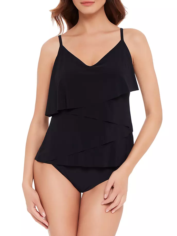 

Драпированный топ танкини Solids Chloe Magicsuit Swim, Plus Size, черный