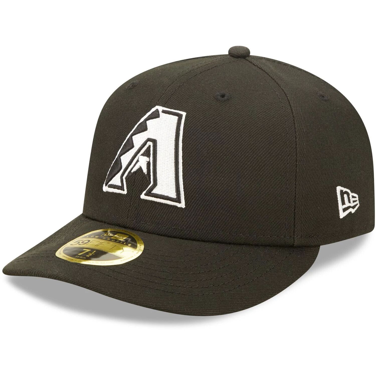 

Мужская облегающая шляпа New Era Arizona Diamondbacks черно-белая с низким профилем 59FIFTY