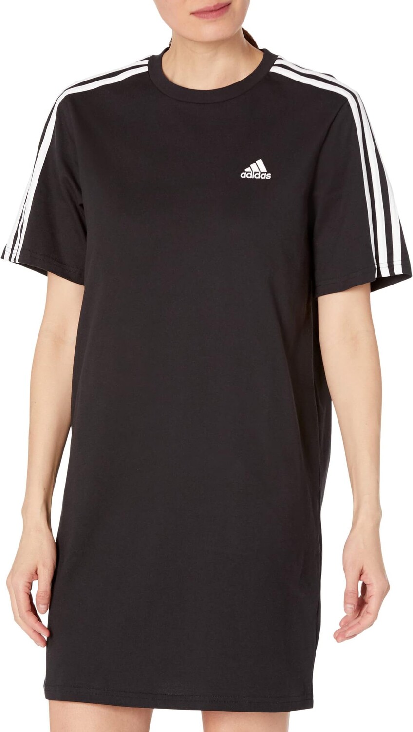 

Платье-футболка бойфренда из джерси с 3 полосками Essentials adidas, черный