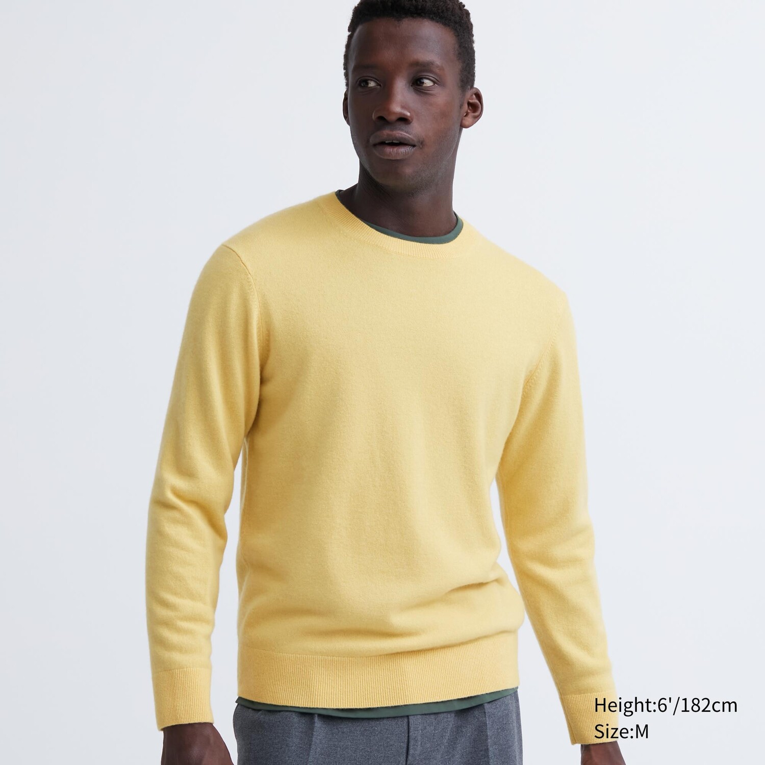 

Джемпер Uniqlo мужской из кашемира с круглым вырезом, желтый