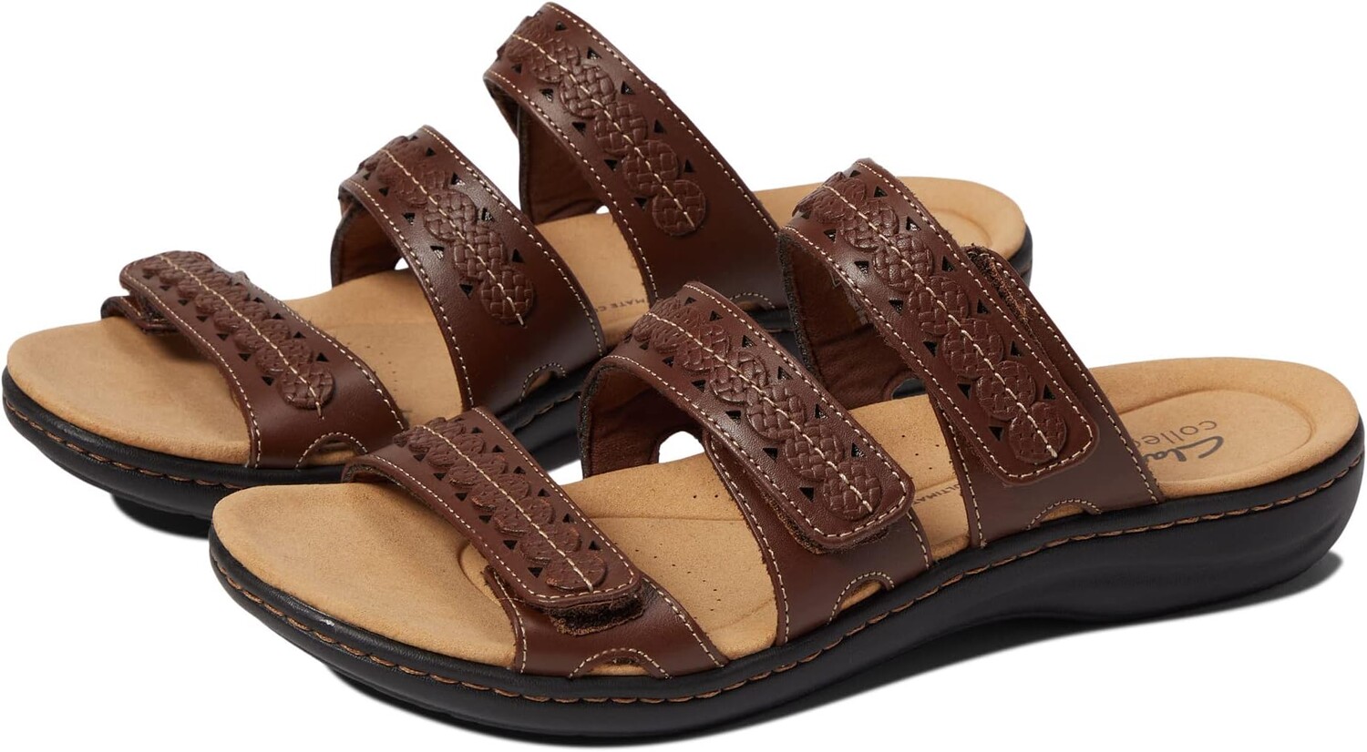

Сандалии на плоской подошве Laurieann Cove Clarks, цвет Dark Tan Leather