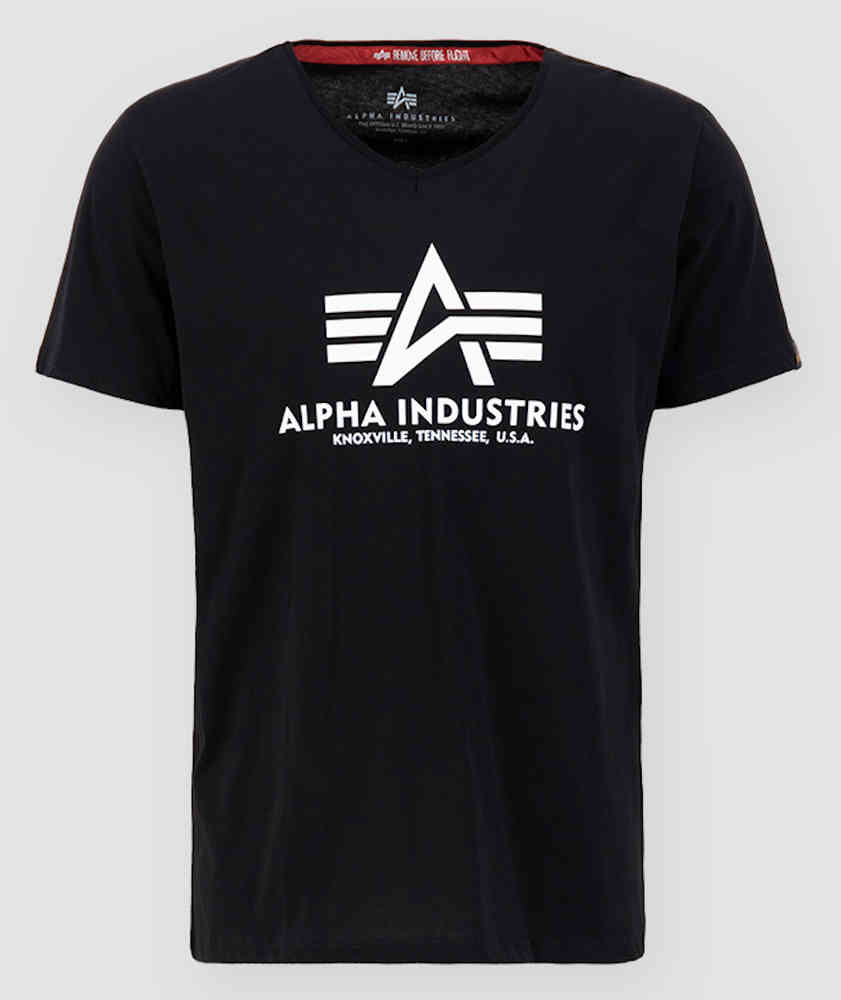 Базовая футболка с V-образным вырезом Alpha Industries, черный цена и фото