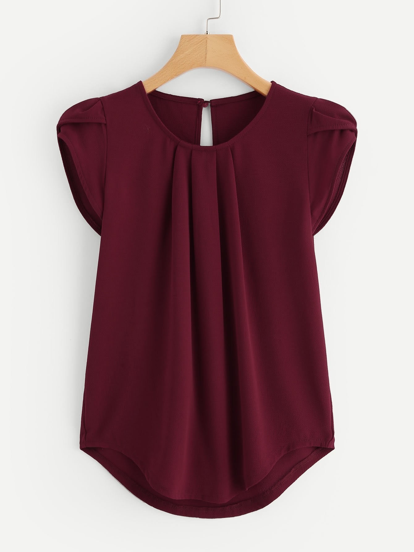 цена SHEIN LUNE Женская рубашка с круглым вырезом и геометрическим принтом, бургундия