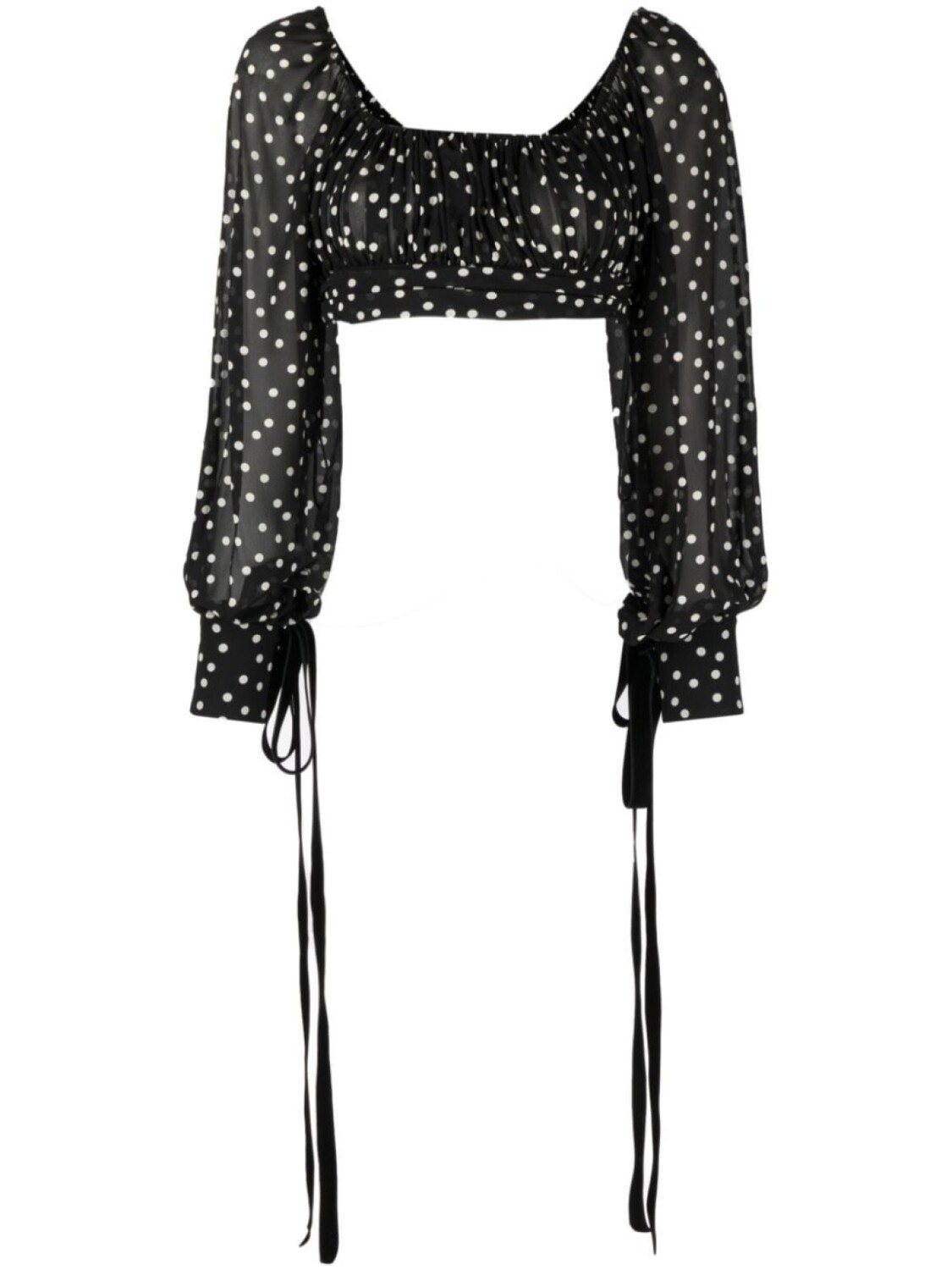 

Saint Laurent укороченная блузка в горох, черный