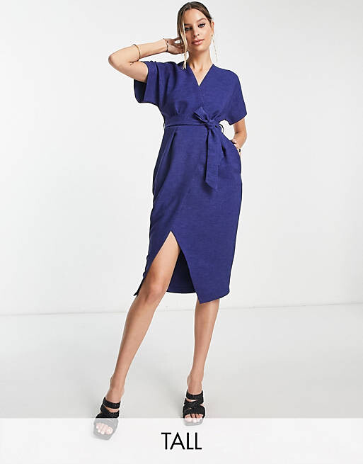 

Темно-синее платье-кимоно с запахом Closet London Tall, Синий
