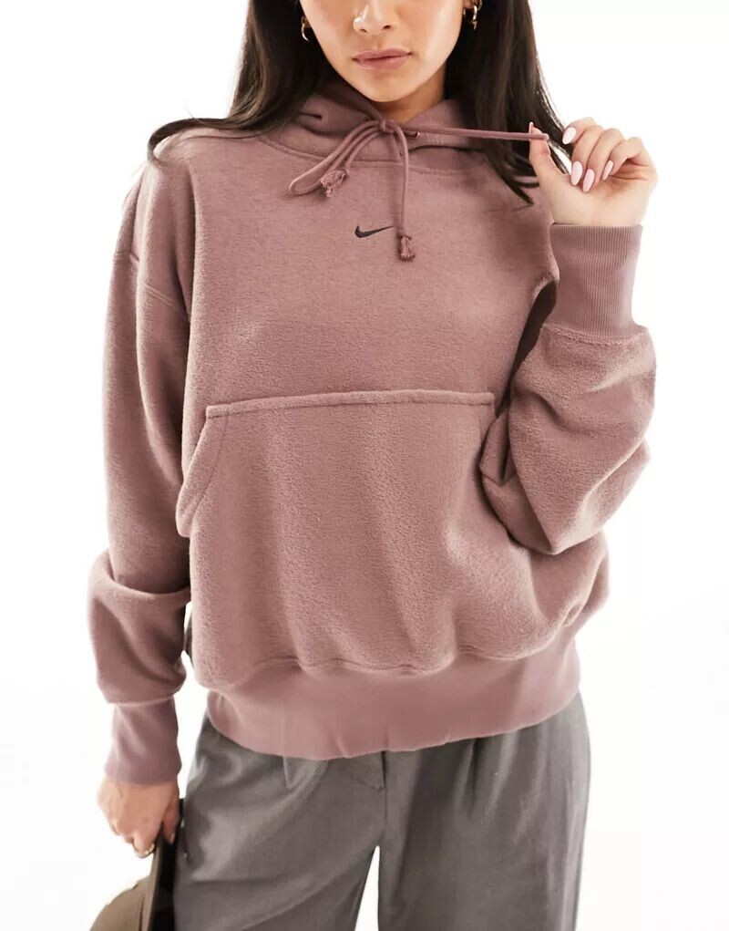 

Объемная плюшевая флисовая худи унисекс Nike Mini Swoosh дымчато-лилового цвета со звездами