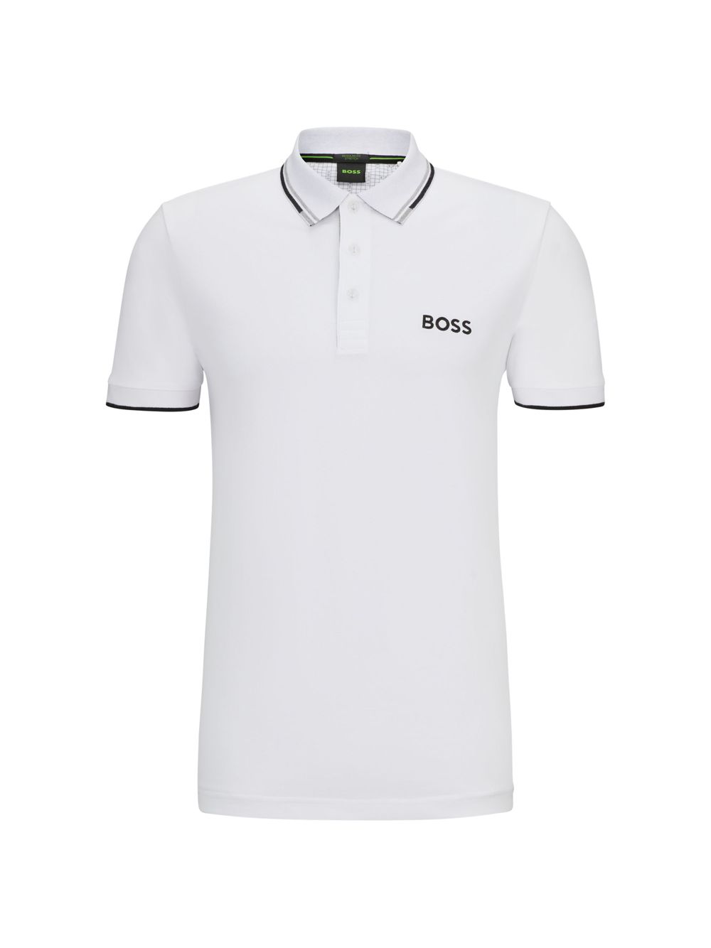 Рубашка поло из смесового хлопка с контрастным логотипом BOSS, белый