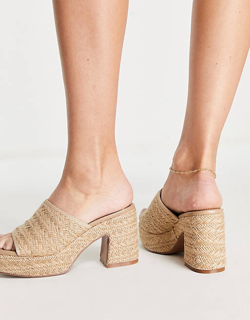 

Мюли на платформе на среднем каблуке ASOS DESIGN Wide Fit Harmony