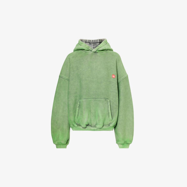 

Худи из смесового хлопка с эффектом потертости Alexander Wang, цвет acid fern