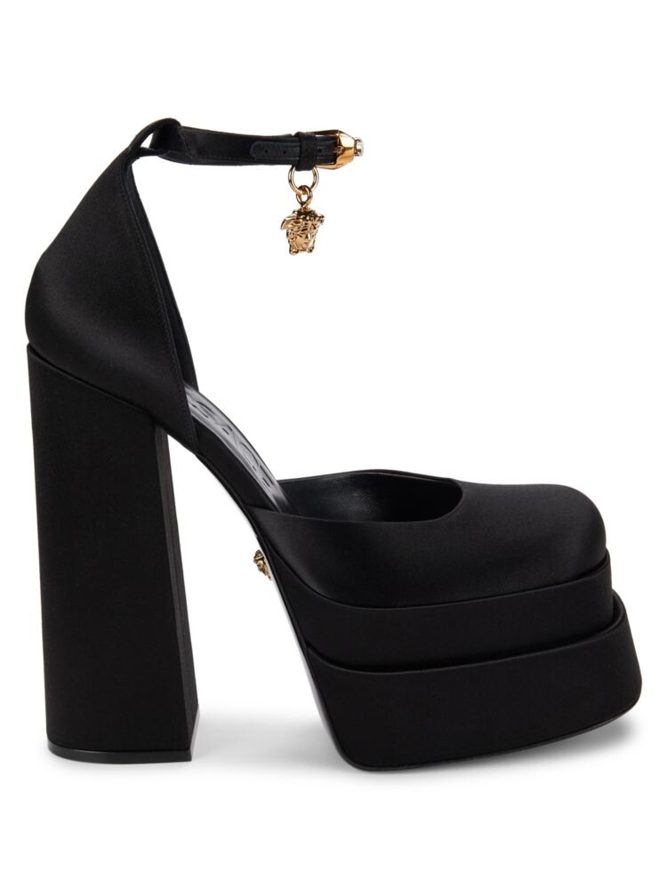 

Кожаные туфли на платформе с украшением Versace, черный
