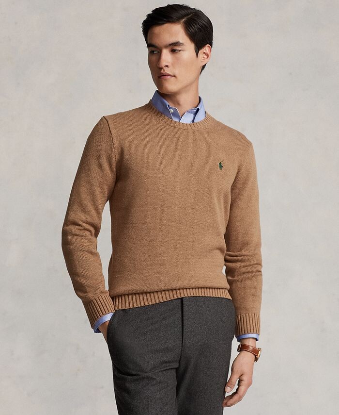 

Мужской хлопковый свитер с круглым вырезом Polo Ralph Lauren, коричневый