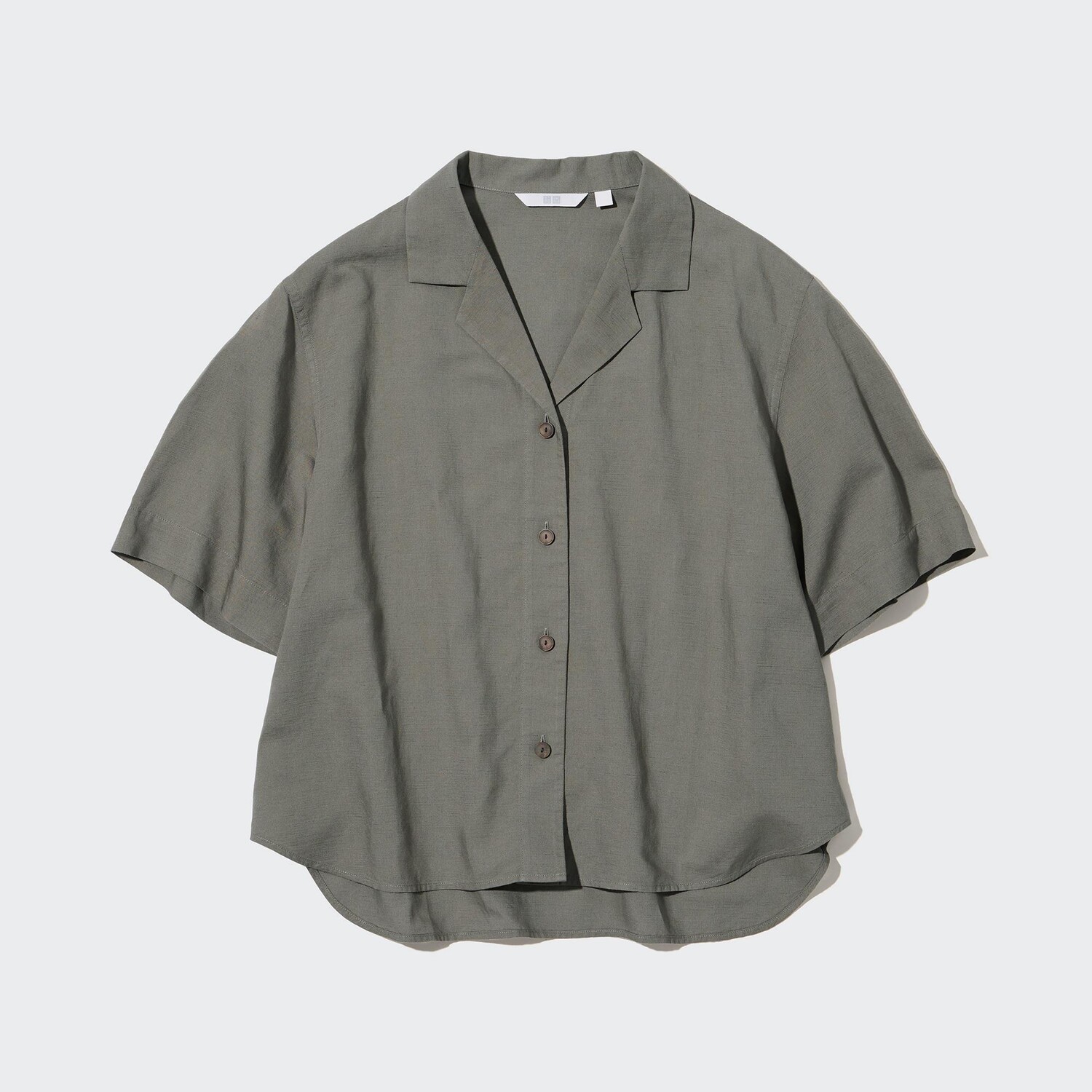 

Рубашка UNIQLO льняная с открытым вырезом, оливковый