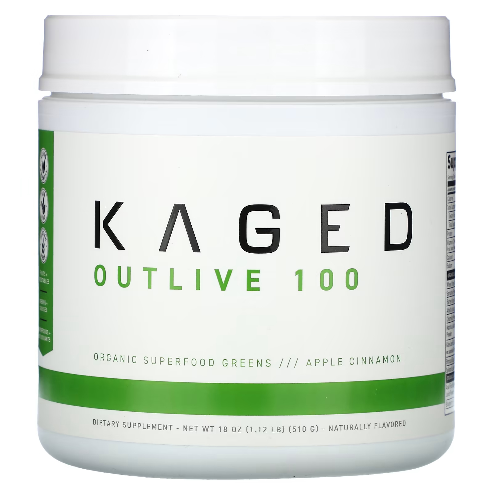 цена Пищевая добавка Kaged Outlive 100% Organic Superfoods Greens Apple Cinnamon, 510 г
