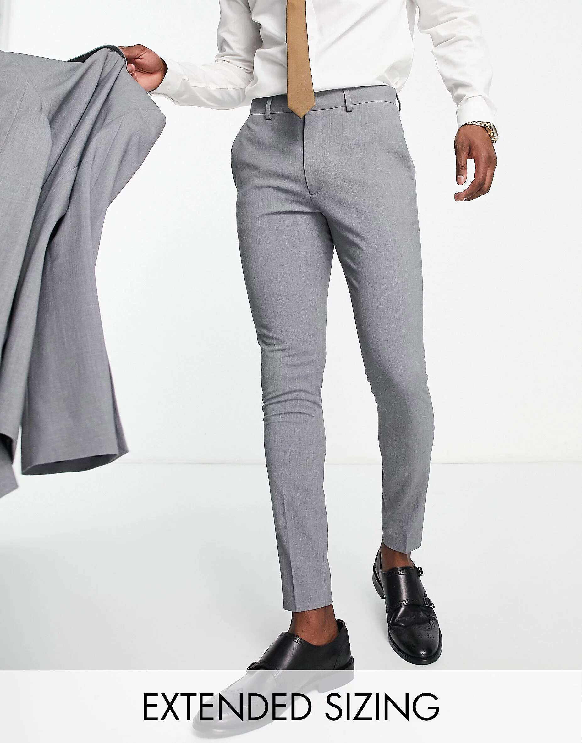 Серые костюмные брюки суперскинни ASOS серые костюмные брюки суперскинни topman