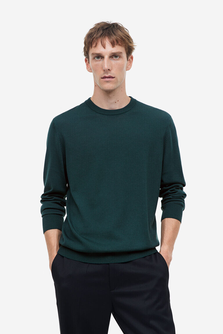 

Джемпер slim fit из шерсти мериноса H&M, бирюзовый