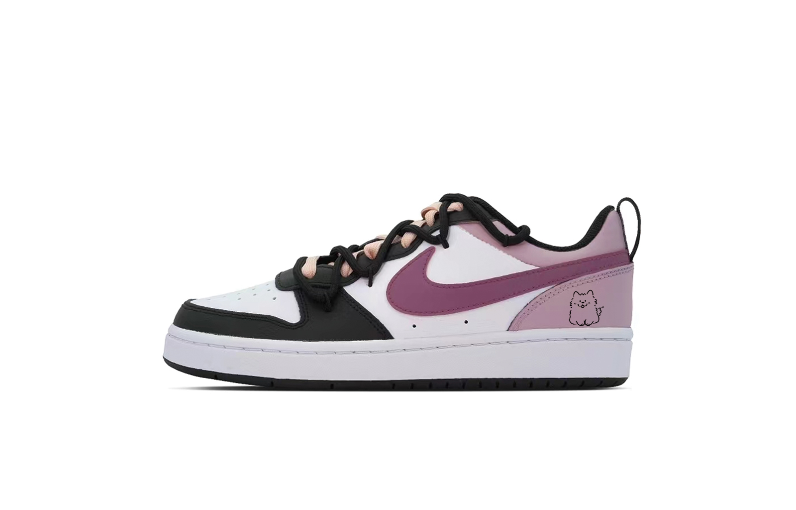 

Кроссовки Nike Court Borough Skateboarding Shoes Women's Low-top Black/White/Pink, розовый