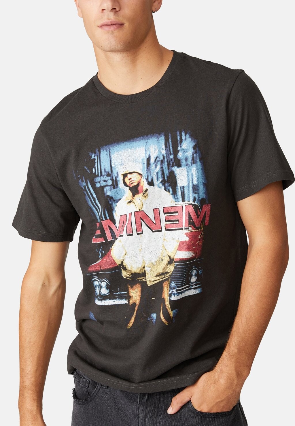 

футболка с принтом Collab Icon Cotton On, цвет lcn bra washed black eminem car lean
