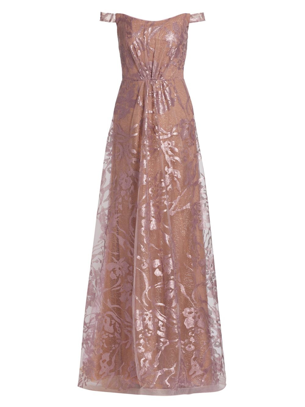 

Вышитое платье с открытыми плечами Rene Ruiz Collection, роза