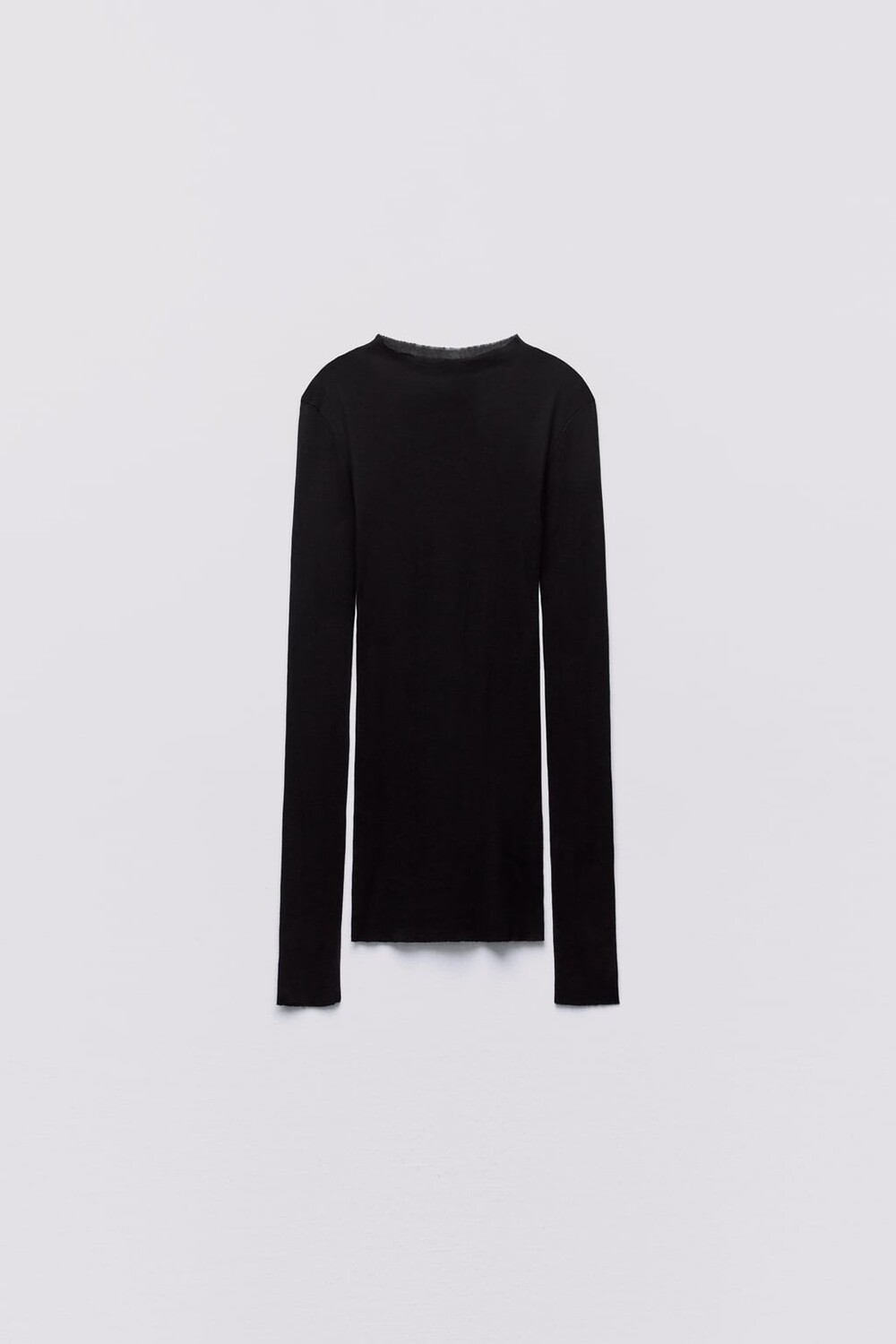 

Футболка с высоким воротником и длинными рукавами ZARA, черный