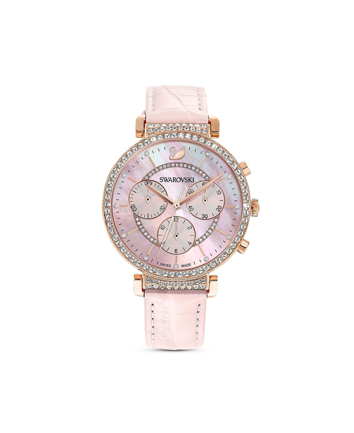 

Часы Passage Chrono с розовым кожаным ремешком, 9,52 мм Swarovski, розовый