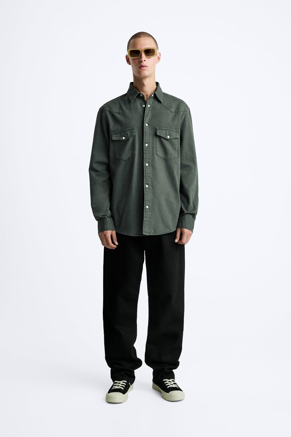 

Джинсовая рубашка ZARA, серый