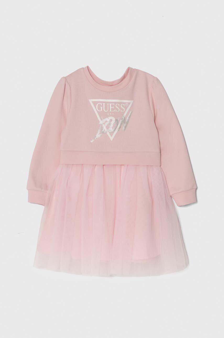 

Платье Guess из хлопка для девочки, розовый