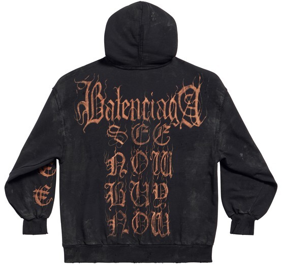 

Худи маленького кроя на молнии Heavy Metal из черного вьющегося флиса Balenciaga