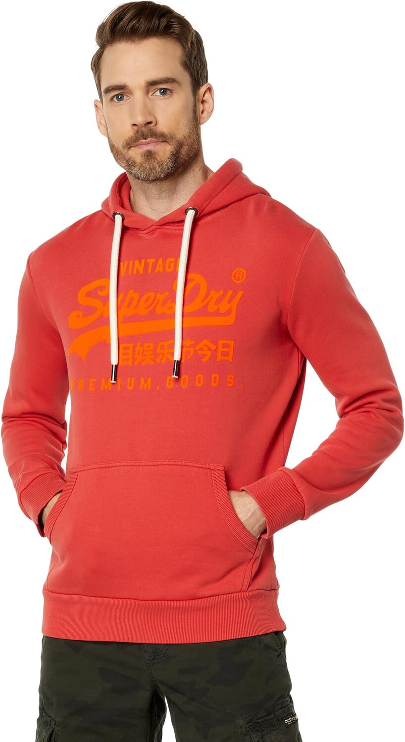 

Худи Superdry Vintage Logo Neon Hoodie, цвет Americana Red