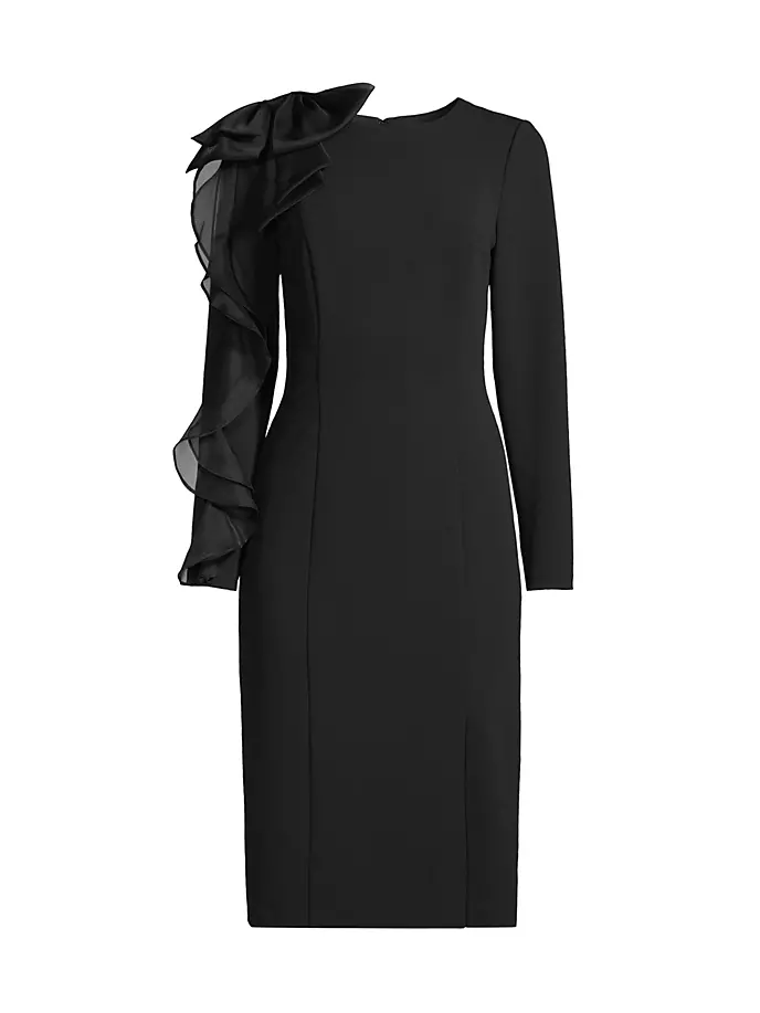 цена Платье-футляр с оборками на рукавах Aidan Mattox, черный