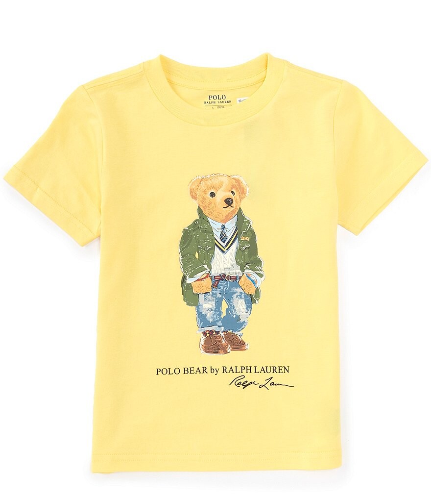 

Футболка Polo Ralph Lauren Little Boys 2T-7 с короткими рукавами из джерси с медведем, желтый