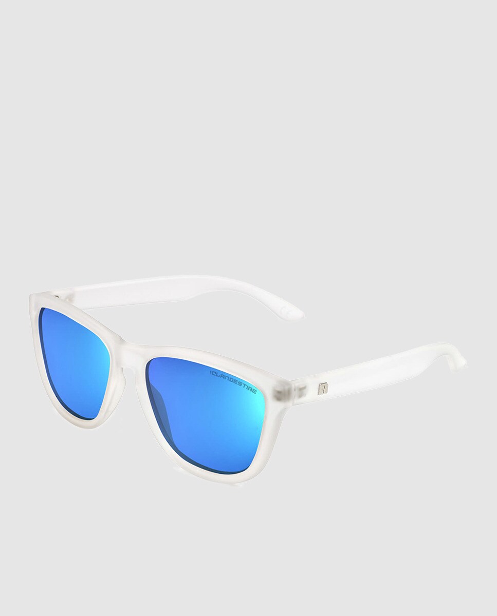 Прозрачные квадратные солнцезащитные очки с синими зеркальными линзами Clandestine, белый солнцезащитные очки emporio armani круглые оправа пластик с защитой от уф зеркальные прозрачный