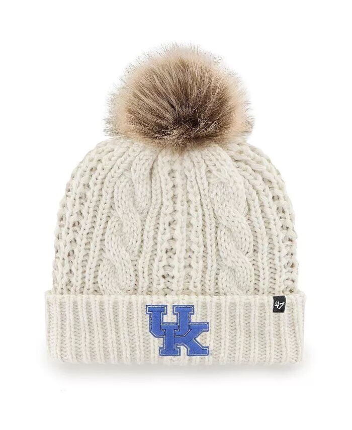 

Женская белая вязаная шапка с манжетами и помпоном Kentucky Wildcats Meeko '47 Brand, белый