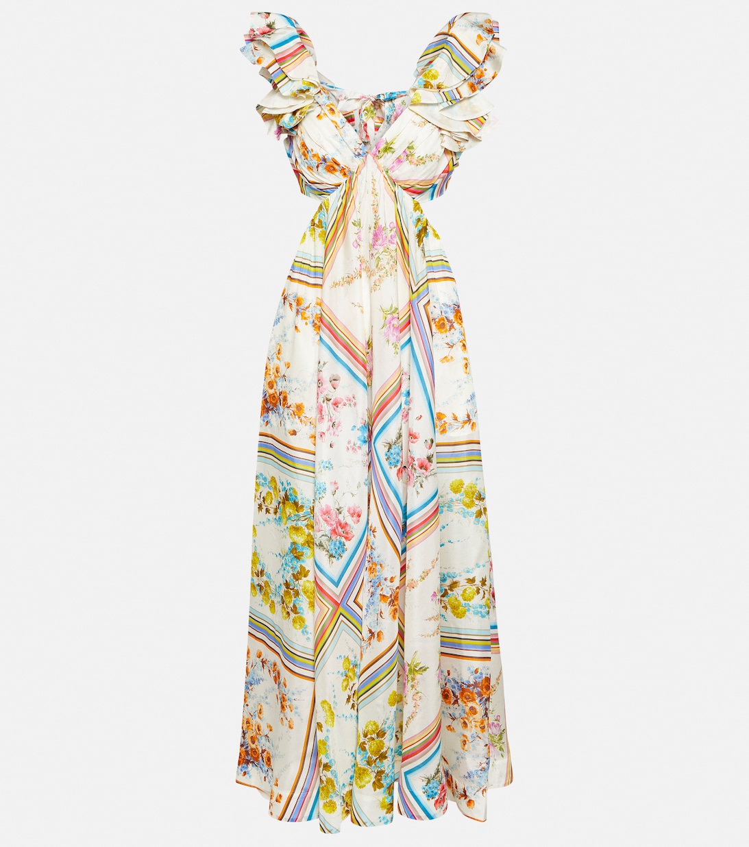 цена Платье макси Halcyon с цветочным принтом ZIMMERMANN, разноцветный