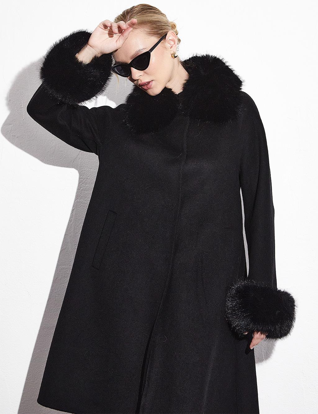 Пальто из искусственного меха премиум-класса, черное Kayra черное пальто из искусственного меха weekday lilith