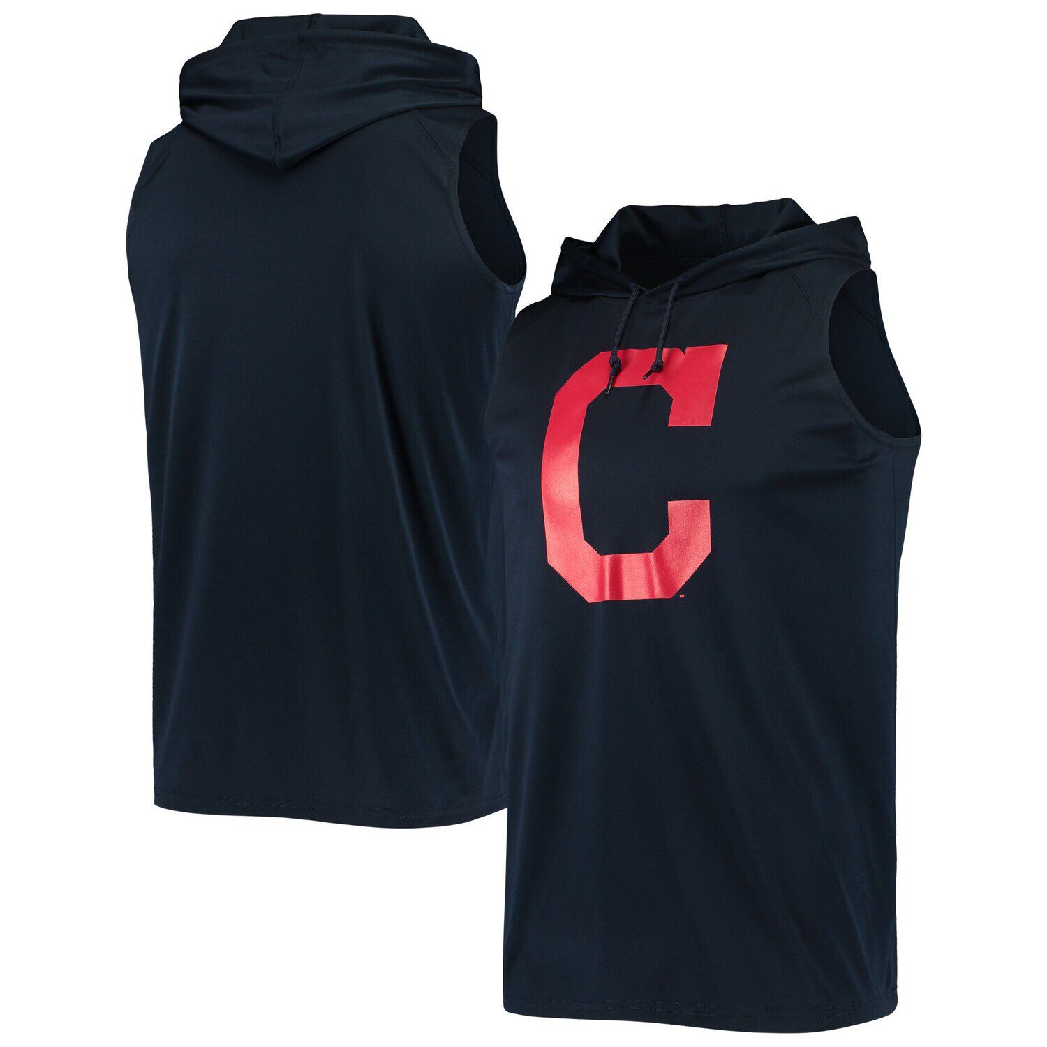 

Мужской пуловер без рукавов темно-синего цвета с капюшоном Cleveland Indians Stitches, Синий