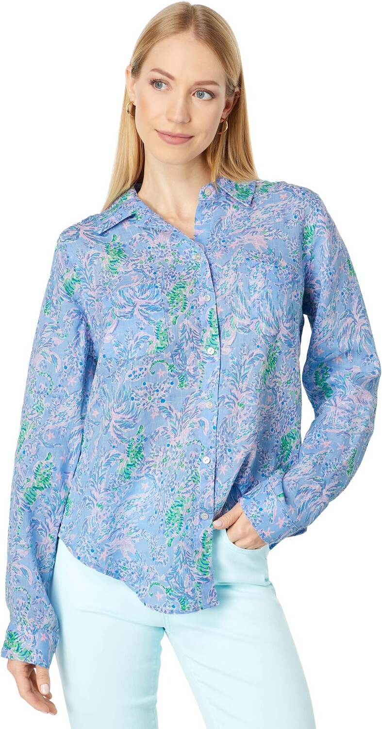 

Рубашка Sea View Button Down Lilly Pulitzer, цвет Blue Peri The Turtle Package