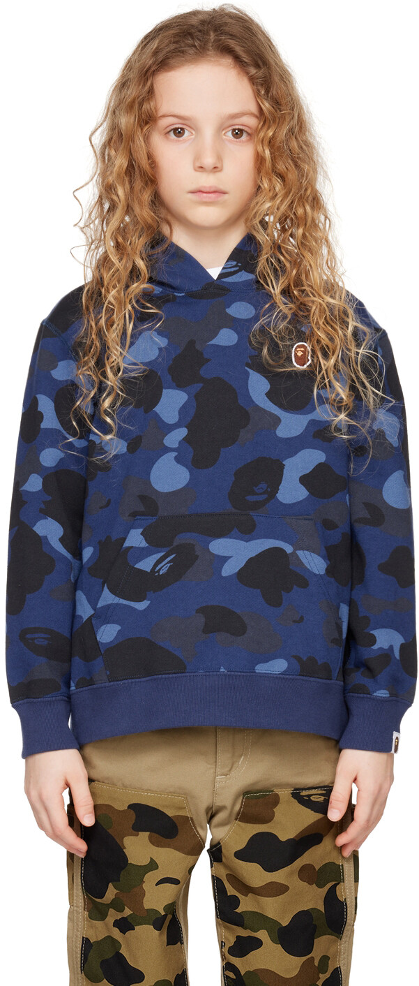 

BAPE Kids Темно-синяя толстовка с камуфляжной головой обезьяны